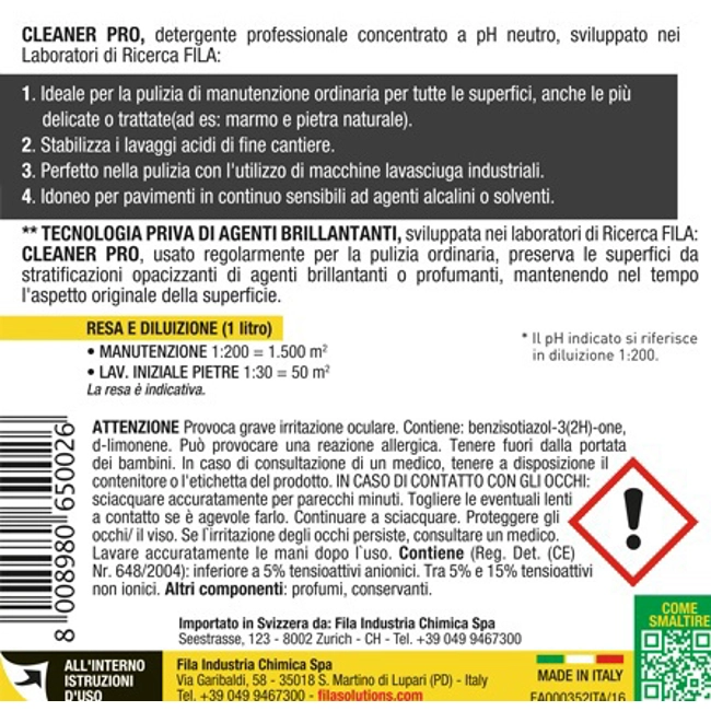 Vendita online Manutenzione professionale per superfici 1 L - Cleaner Pro